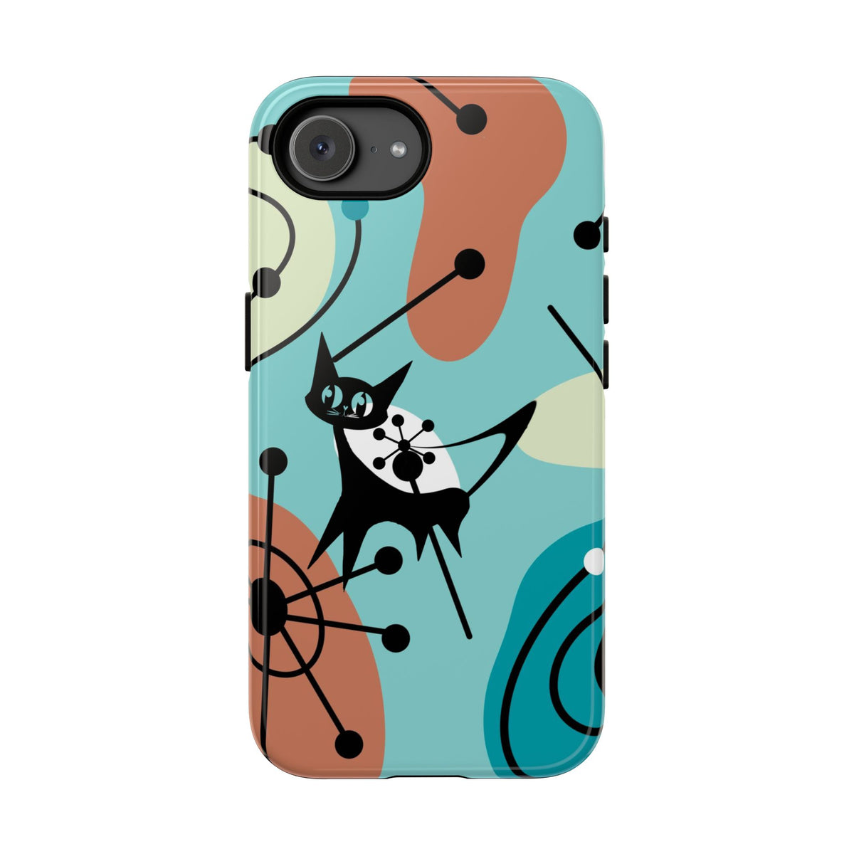 Atomic Kittie, Mid Century Modern Geometric Amoeba Retro Smart PhoneTough Phone
