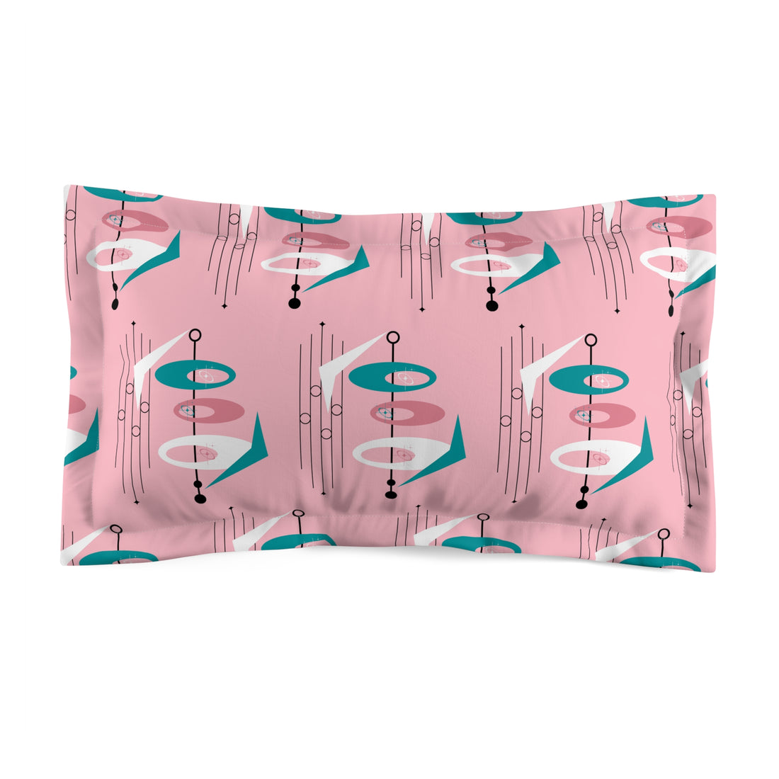 Atomic Pink, Mid Century Modern Abstract Microfiber Pillow Sham - Stylish Bedroom Decor - Mid Century Modern Gal