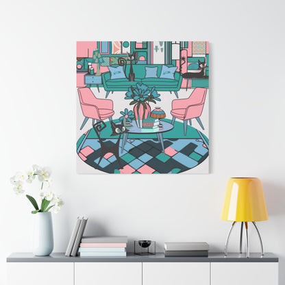Atomic Cat Mid Century Modern Wall Art Colorful Cat-Themed Canvas Art - Mid Century Modern Gal