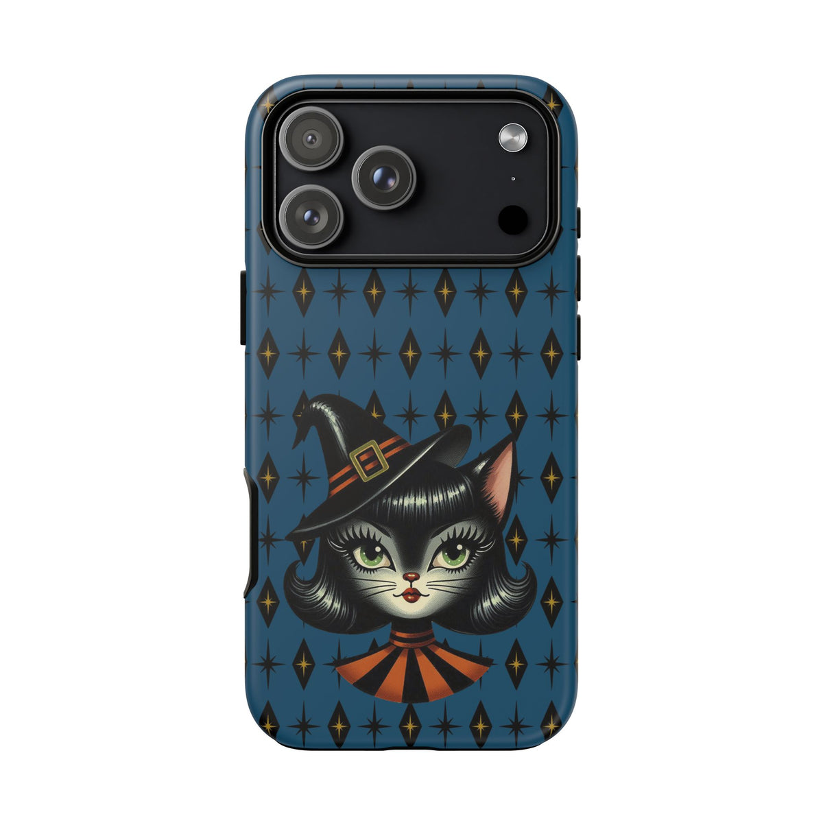 Vintage Halloween Black Cat Sexy Sexton Mid Century Modern Blue Tough Phone Case
