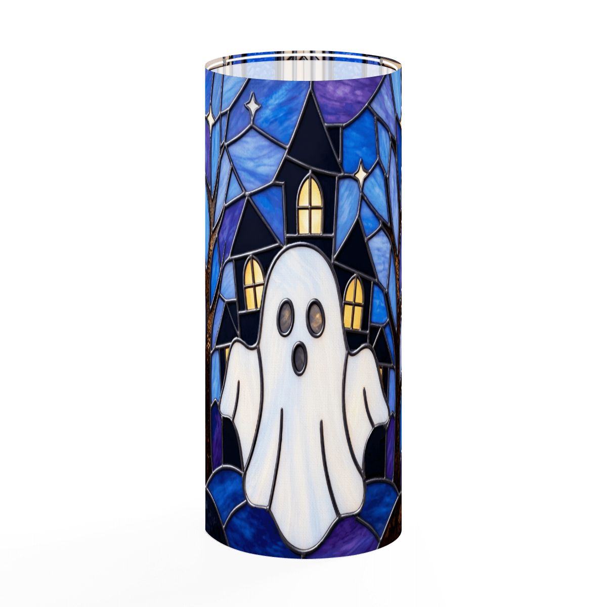 Halloween Stained Glass Style Ghost Haunted House Slim Floor Lamp SHADE ONLY - For Slim Floor Lamps Only