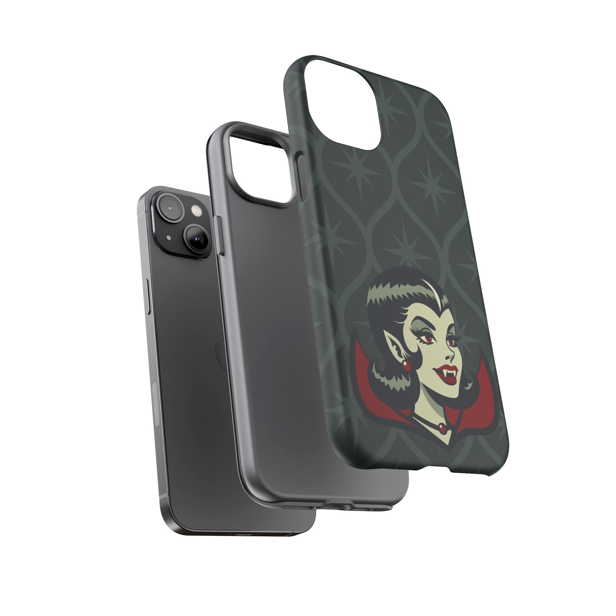 Vampire Dracula Girl Halloween Goth Horror Buff MCM Green Tough Phone Case