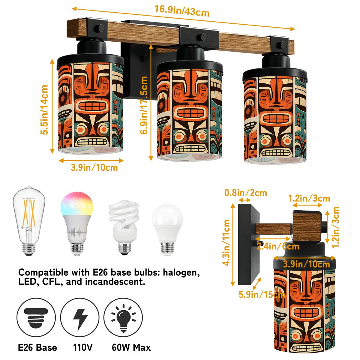 Mid Century Modern Tiki Idol Vanity Light Fixture - Mid Century Modern Gal