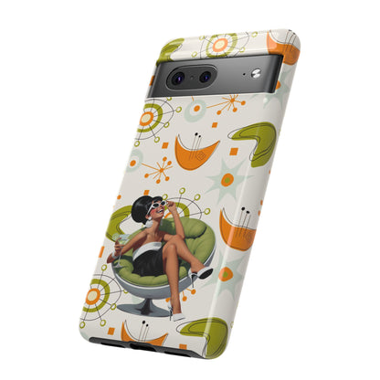 Mid Century Modern Atomic Starburst Mid Mod 60s Gal Retro Chic Tough Phone Case with Vintage Glamour Design
