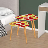 Bauhaus Designed Mid Century Modern Red, Yellow Black Geometric Abstract Designed Nesting Tables - Mid Century Modern Gal