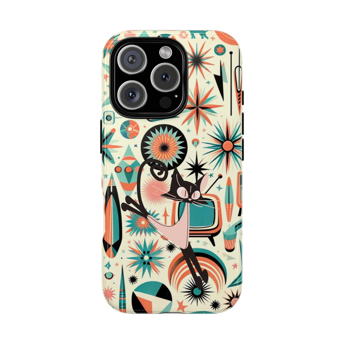 Atomic Kitty Boomerang Space Kitty Mid Century Modern Samsung, Smart Phone, Tough Cases