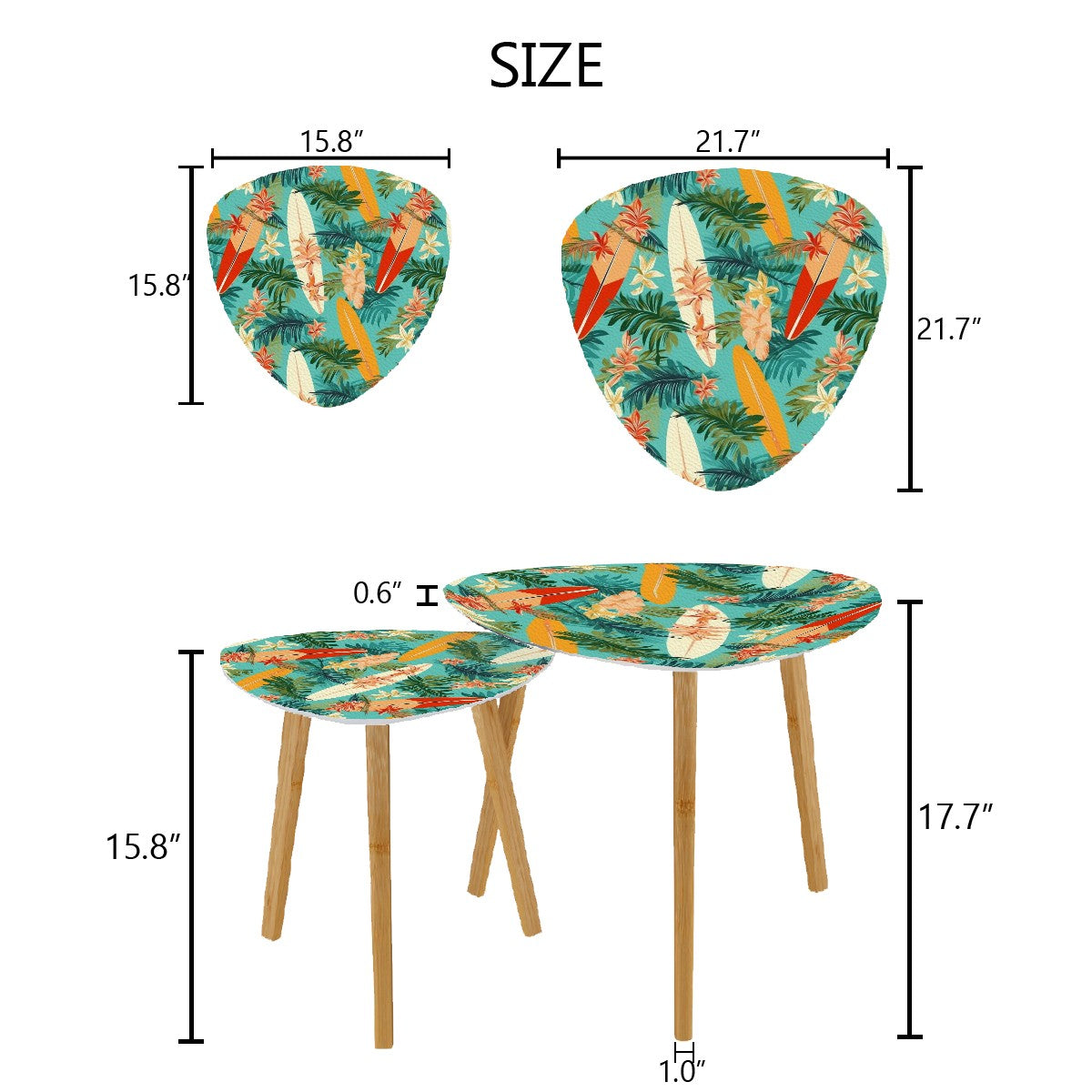 Mid Century Modern Retro Polynesian Surf Board Nesting Tables - Mid Century Modern Gal