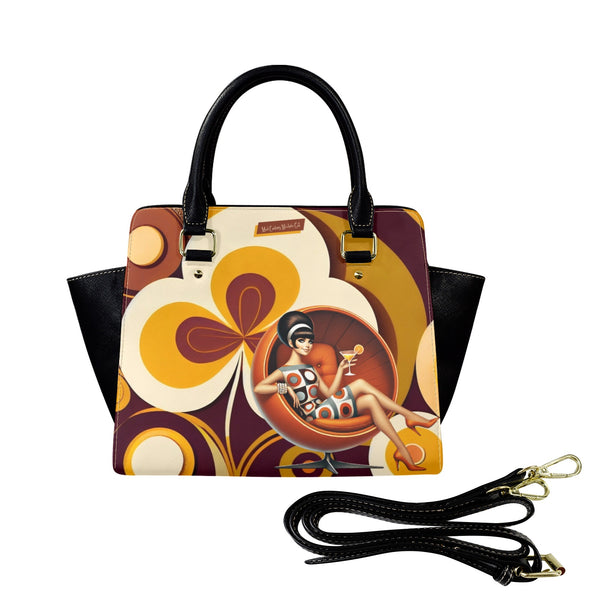 Mid Mod 60s Gal Retro Flower Power Rivet Shoulder Bag Hand Bag