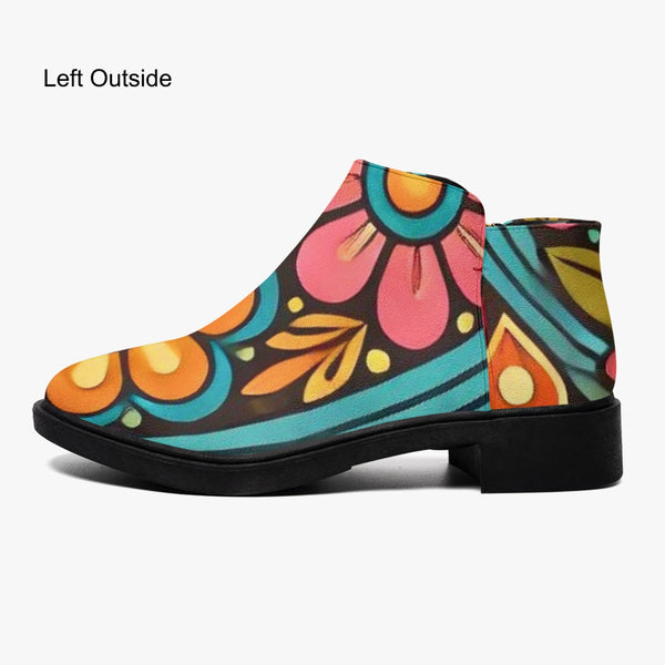 Hippie Hipster Shoe Boots, Floral 60s 70s Mod Footwear