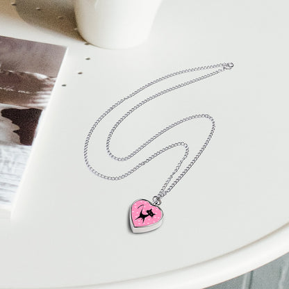 Pink Atomic Boomerang Atomic Kittie, Sentimental Pet Ashes Necklace - Mid Century Modern Gal