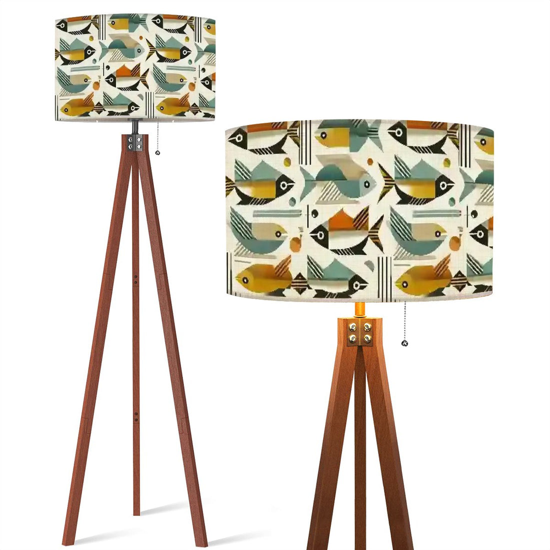 Atomic Fish Bauhaus Designed Mid Century Modern Tripod Floor Lamp (Made in USA) - Mid Century Modern Gal