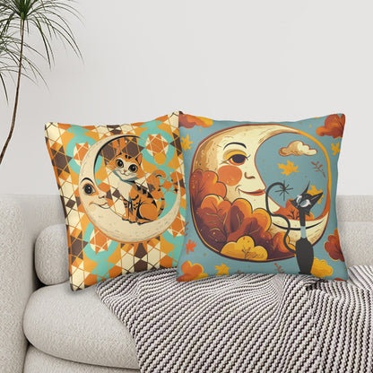 Kitschy Mod Harvest Moon Atomic Cats Seasonal Pillow Covers - Mid Century Modern Gal