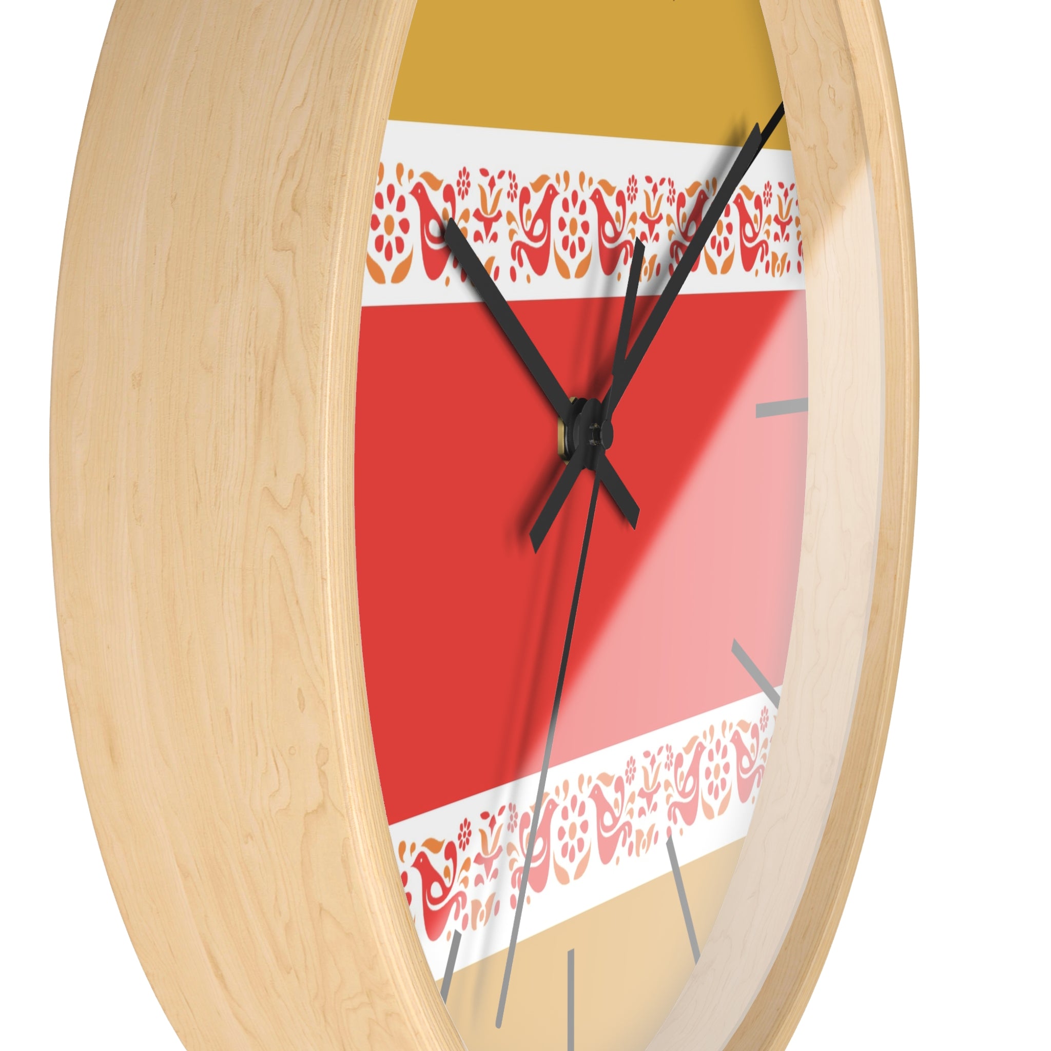 Pyrex Friendship Retro Pattern Wall Clock – Red, Mustard Yellow White Kitschy Wall Clock - Mid Century Modern Gal