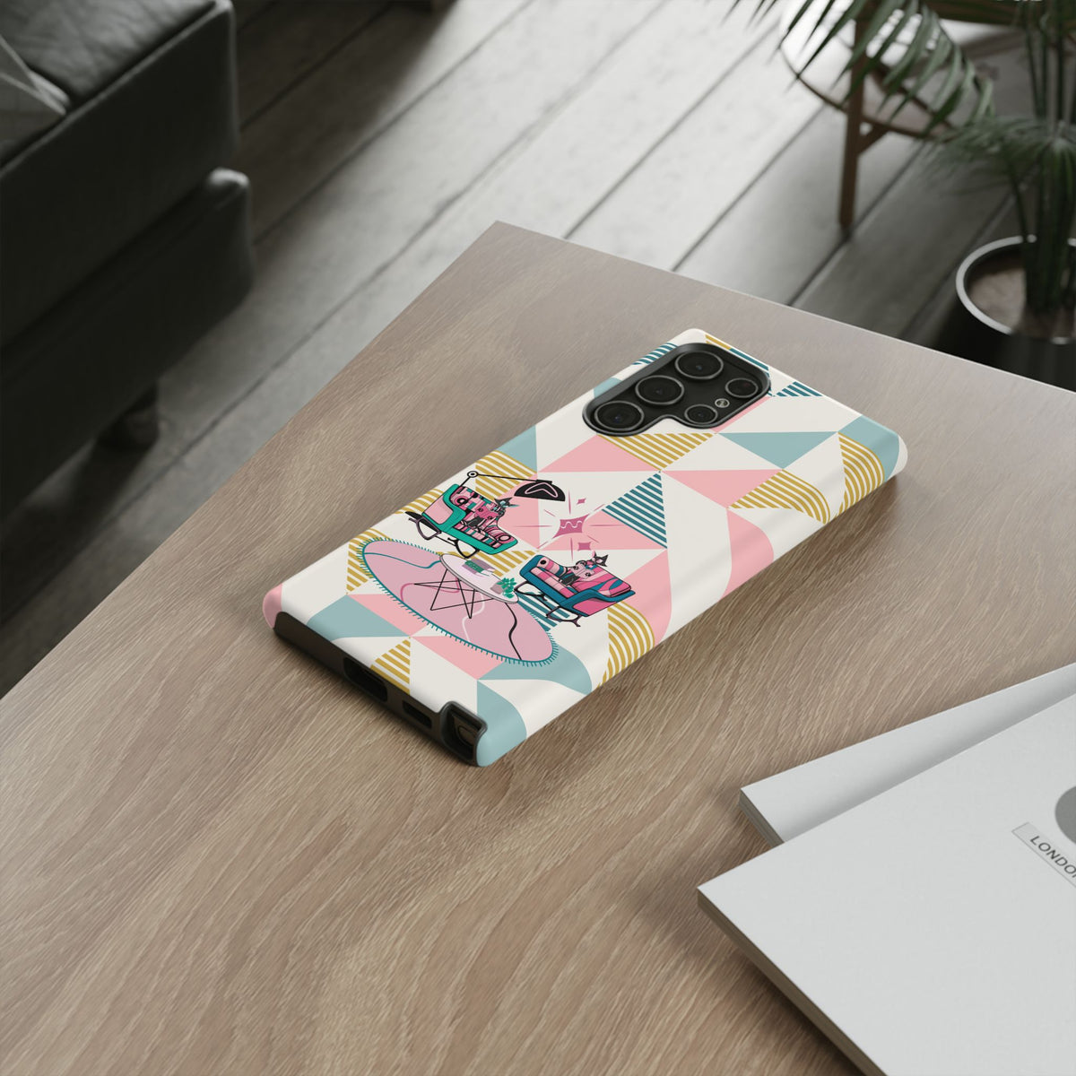 Atomic Cats Reading, Book Talk, Book Lover, Retro Chic Phone Case with Retro Vibe - Cozy Living Room Design
