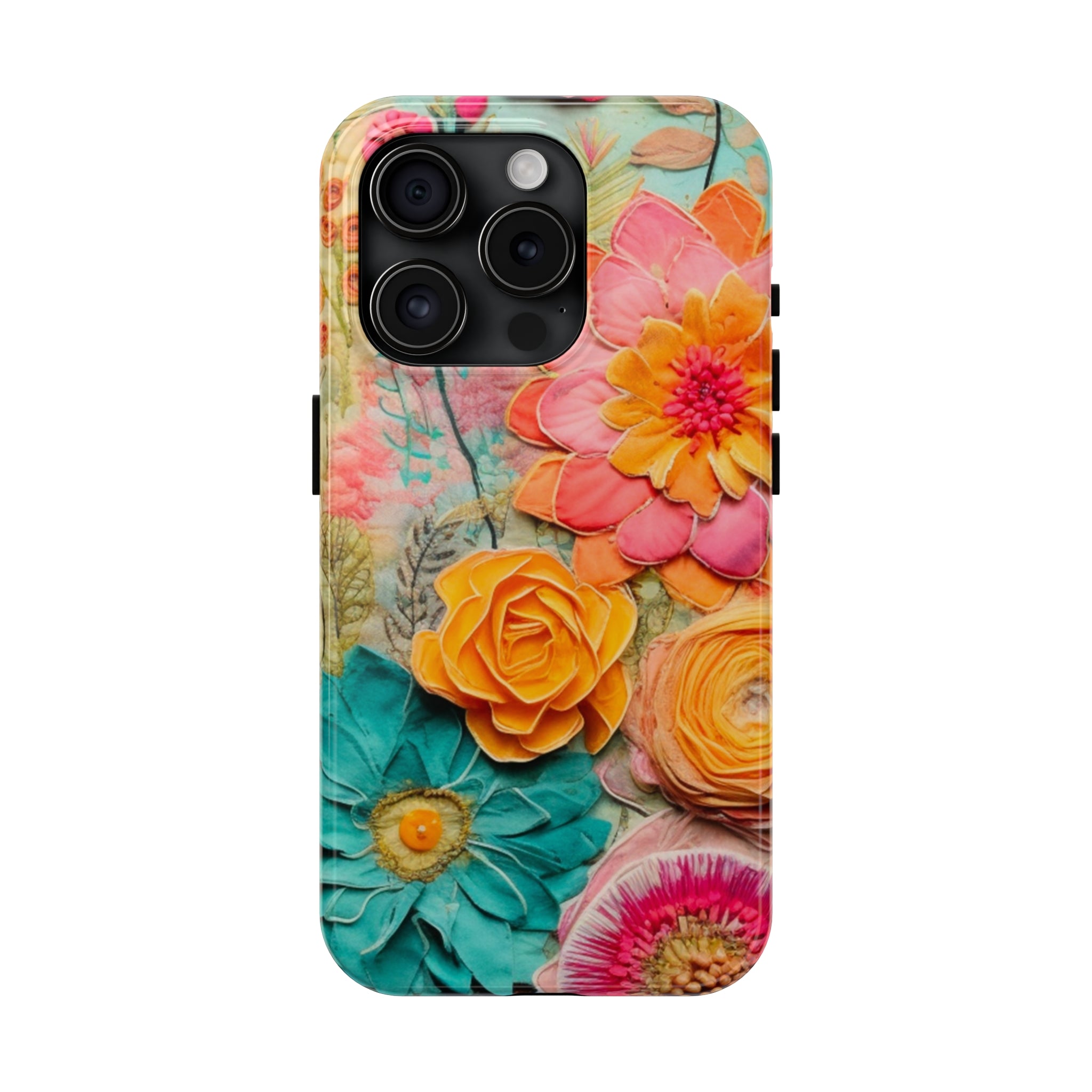 Boho Retro Floral Faux Pressed Flowers Smart Phone Tough Phone Cases