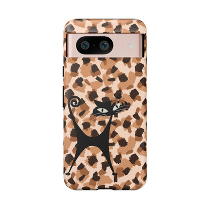 Mid Century Modern Atomic Cat, Animal Print Kitschy Trendy Smart Phone Tough Cases