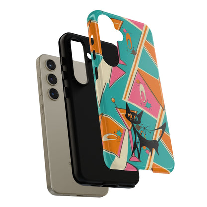 Atomic Cat Mid Mod Retro Cat Phone Case - Tough Cases for Stylish Cat Lovers