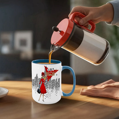 Mid Century Modern Christmas Joy To The World Mod Gal Cityscape Holiday Mug