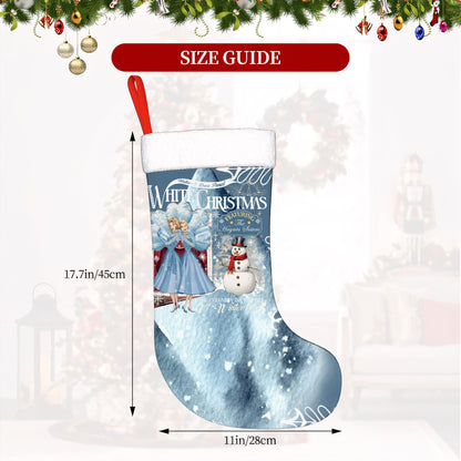 Wallace And Davis Sisters Sisters Blue Mid Mod Plush Christmas Stocking - Mid Century Modern Gal