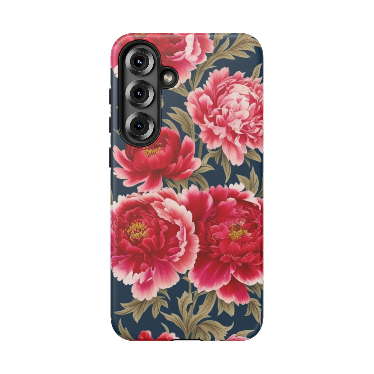 Chinoiserie Royal Blue Pink, Red Roses And Peony Floral Tough Phone Case