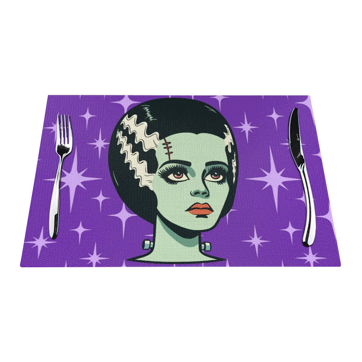 Bride of Frankenstein Retro Mid Mod Horror Buff Purple Halloween Placemat 1pc - Mid Century Modern Gal