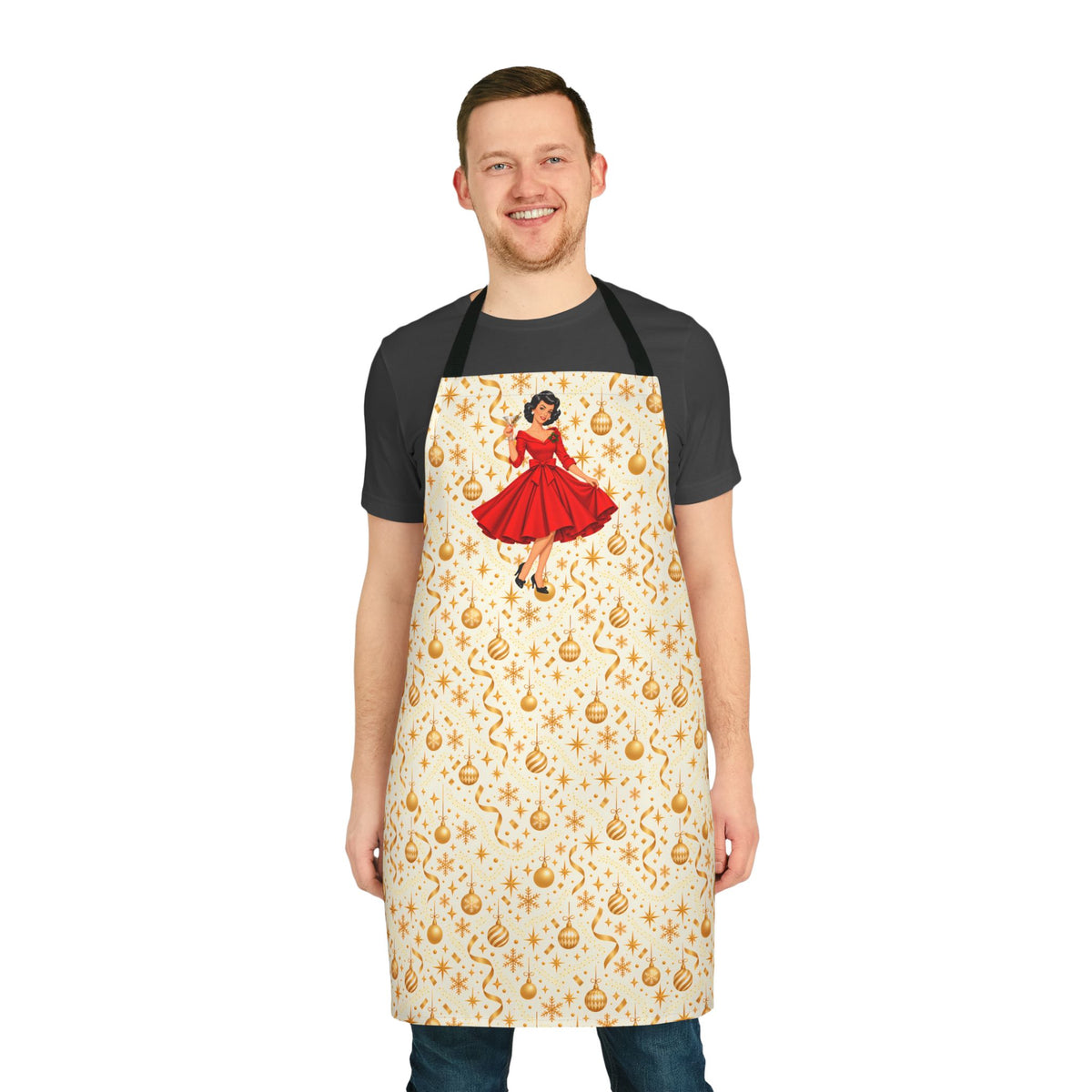Mid Century Modern Christmas Martini Gal Apron - Mid Century Modern Gal