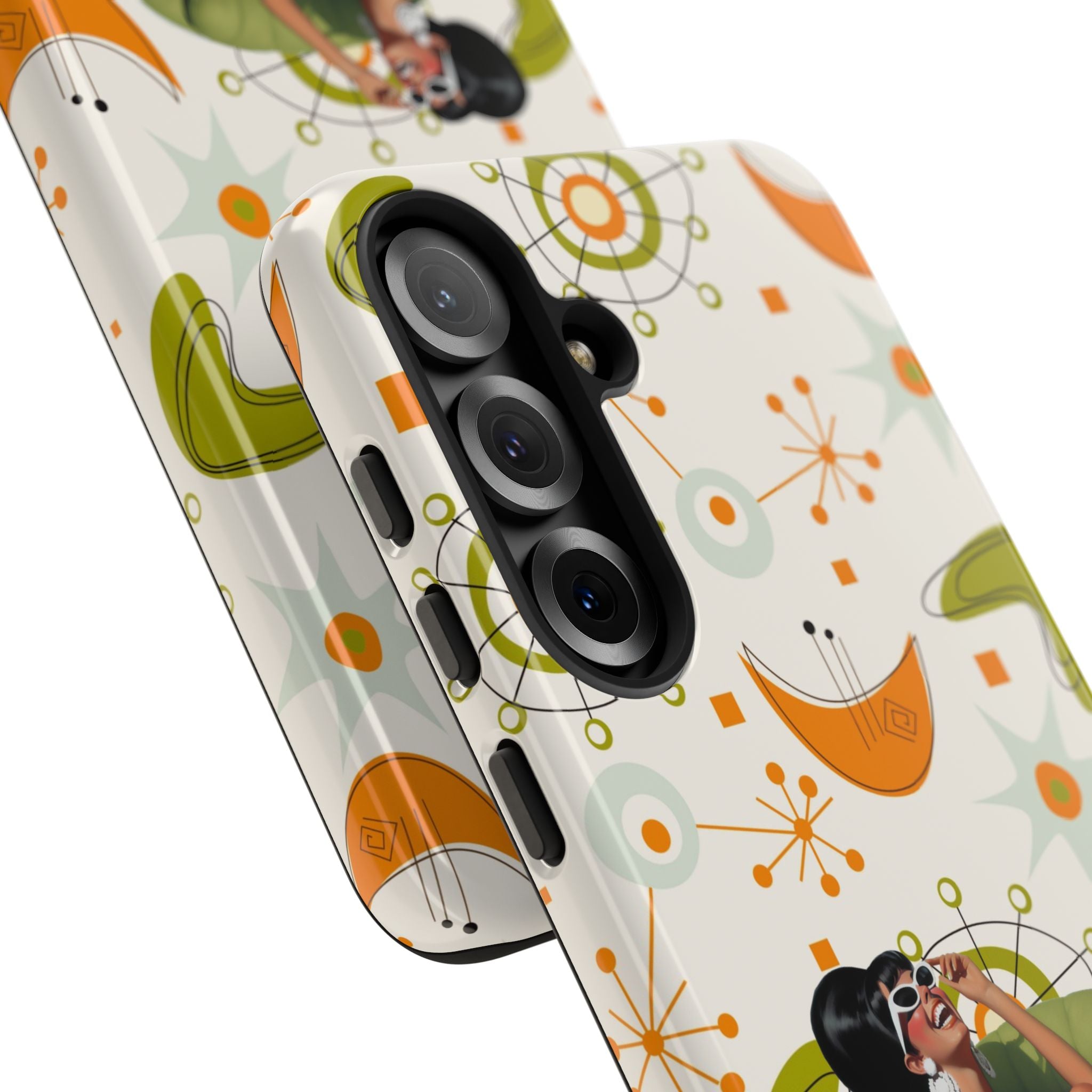 Mid Century Modern Atomic Starburst Mid Mod 60s Gal Retro Chic Tough Phone Case with Vintage Glamour Design