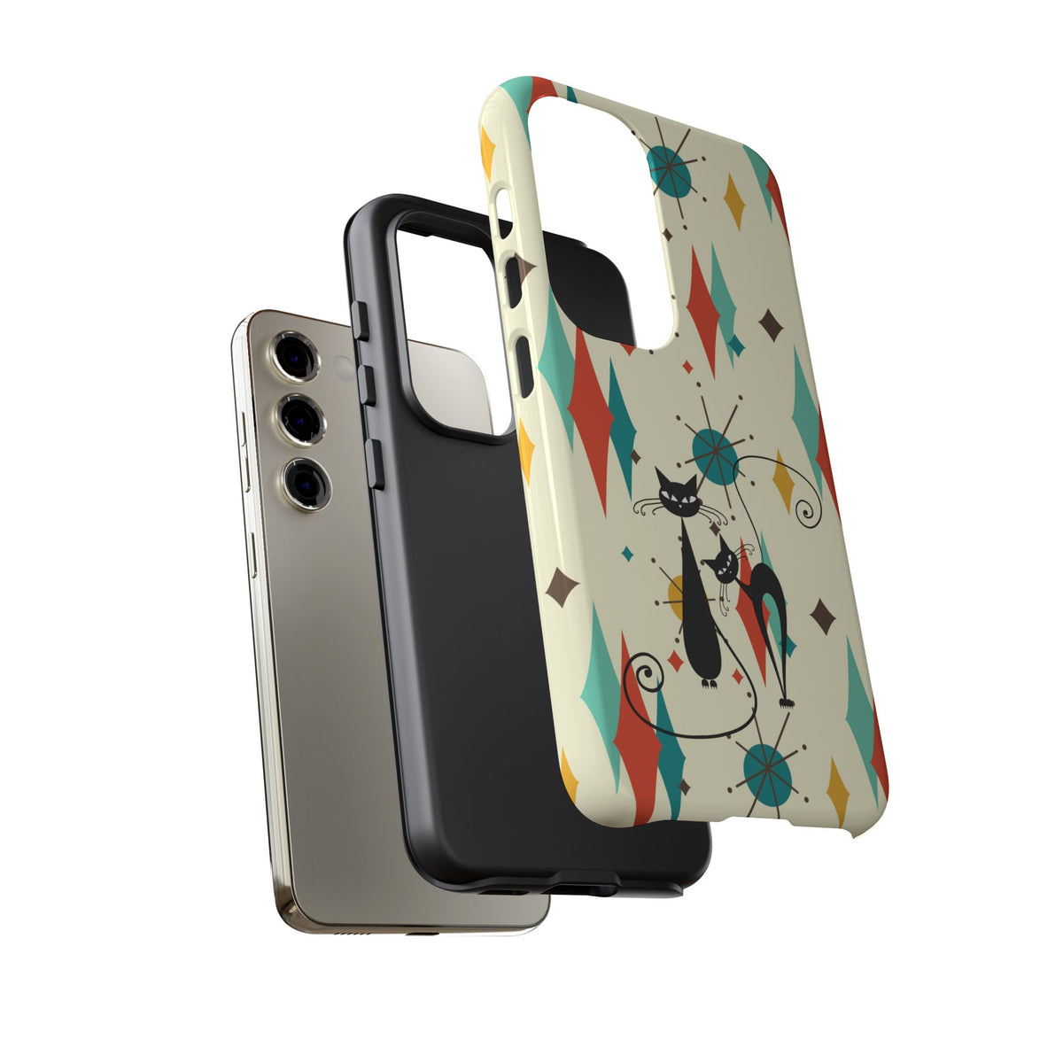 Atomic Kitty Cat, Mid Mod Franciscan Pattern, Kitsch Tough Phone Cases