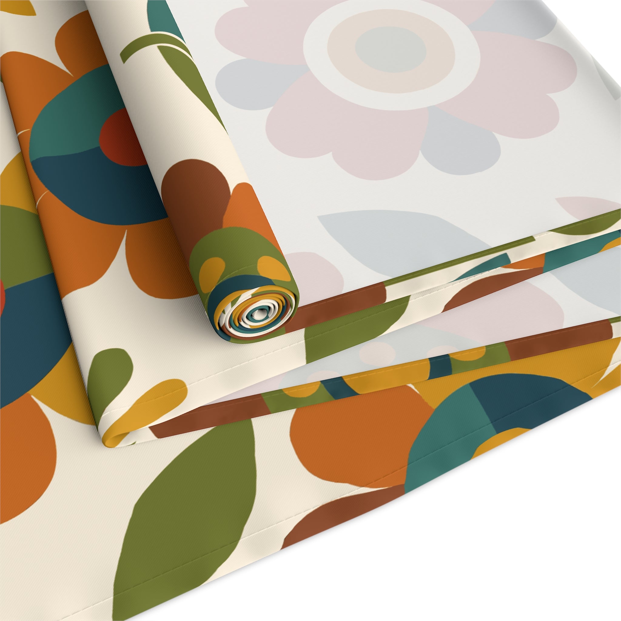 Mid Century Modern Scandinavian Floral Earth Tones Table Runner - Mid Century Modern Gal