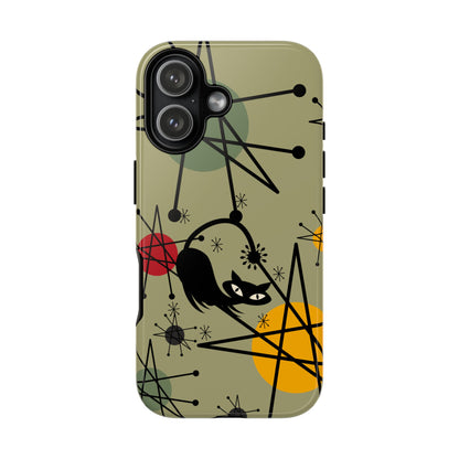 Mid Century Modern Atomic Cat, Retro Chic Groovy Mod Samsung, Smart Phone Tough Cases
