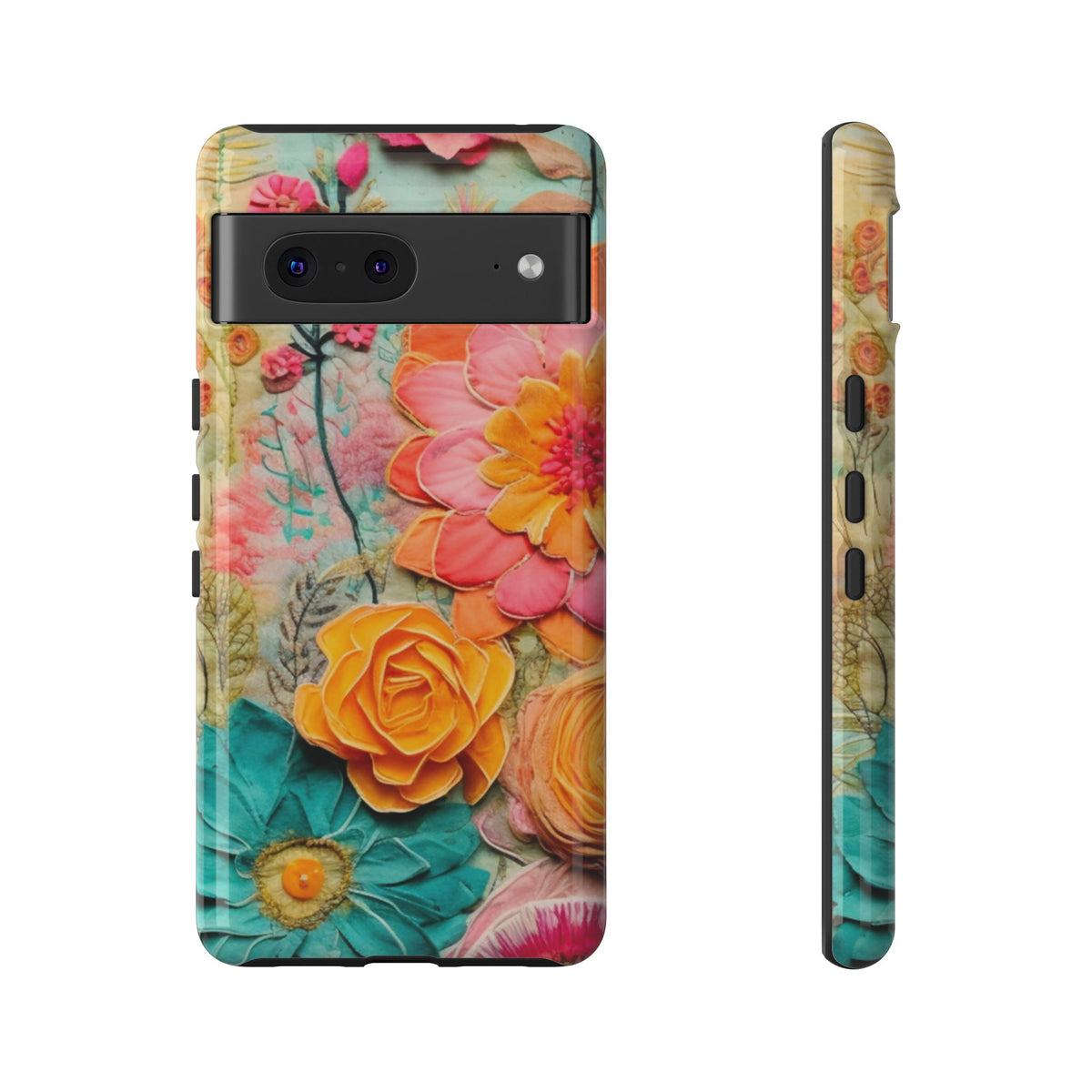 Boho Retro Floral Faux Pressed Flowers Smart Phone Tough Phone Cases
