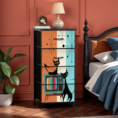 Mid Century Modern Retro TV Atomic Cat Kitschy 4-Drawer Dresser - Mid Century Modern Gal
