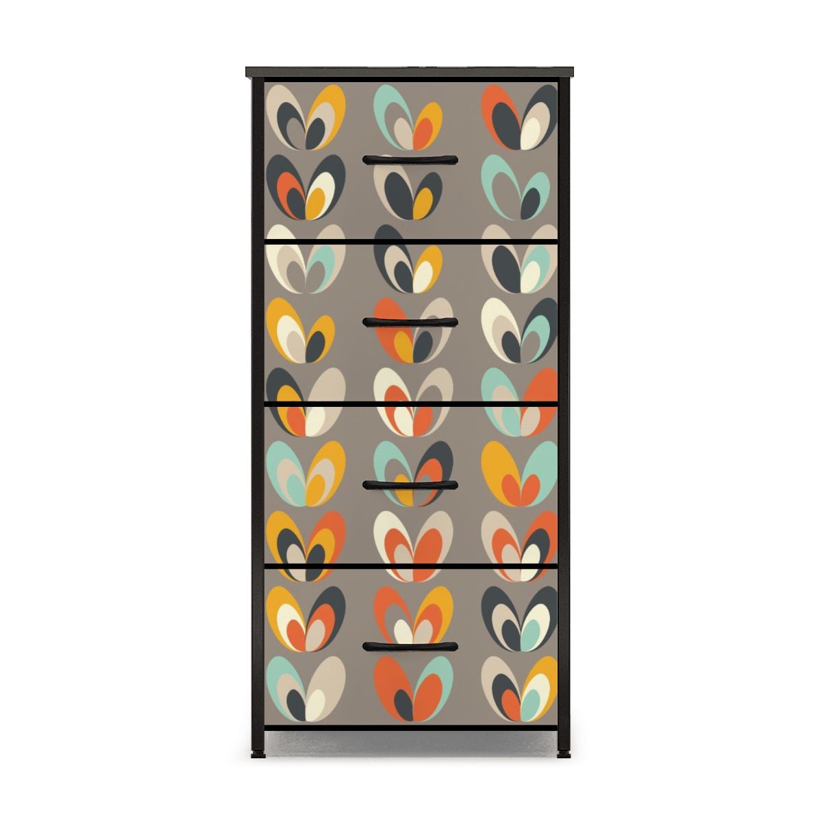 Mid Mod Scandinavian Floral Modern Danish 4-Drawer Dresser - Mid Century Modern Gal