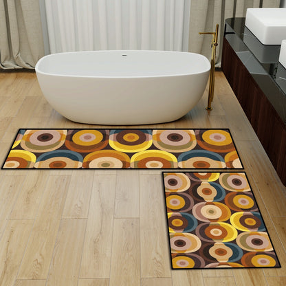 Mid Century Modern 70s Groovy Mod Kitchen Area Rug Set for Floor Non-Slip Washable - Mid Century Modern Gal