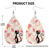 Kitschy Mod Dancing Flamingos Atomic Cat, Retro Summer Vibes Teardrop Earrings - Mid Century Modern Gal