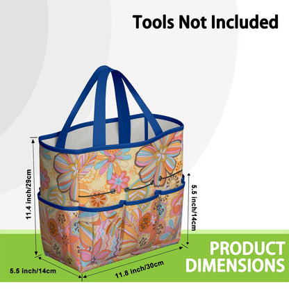 Vintage 70s Floral Pink Yellow Blue, Groovy Mid Mod Flower Power Garden Tool Bag