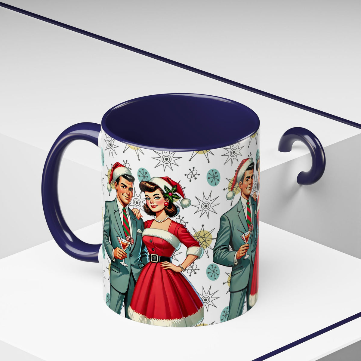 Mid Century Modern Atomic 50s Christmas Franciscan Starburst Pattern Mug - Mid Century Modern Gal