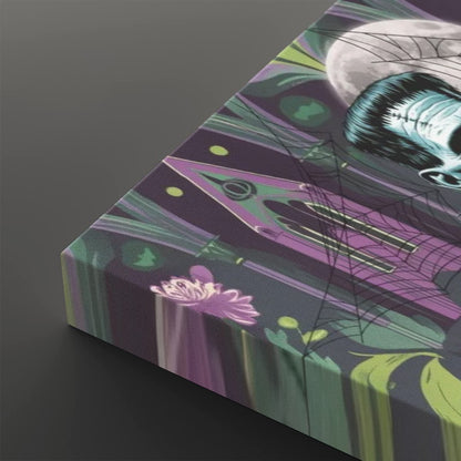 Retro Frankenstein Gothic Mid Mod Wall Art, Purple, Green Spookie Style - Mid Century Modern Gal