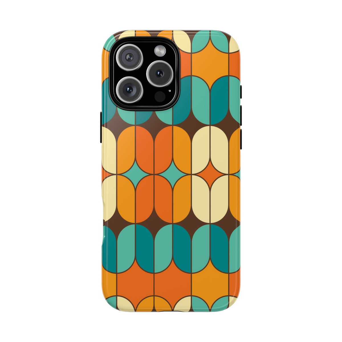 Mid Century Modern Orange, Teal Geometric Mod Designed Tough Phone Case