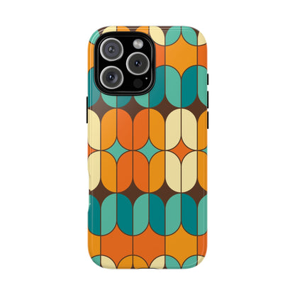 Mid Century Modern Orange, Teal Geometric Mod Designed Tough Phone Case