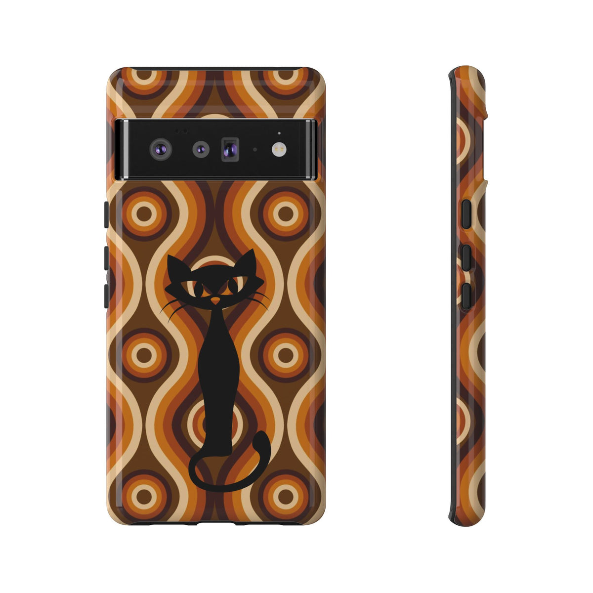 Retro Phone Case, Groovy Brown, Atomic Kitsch Cat Tough Smart Phone Cases