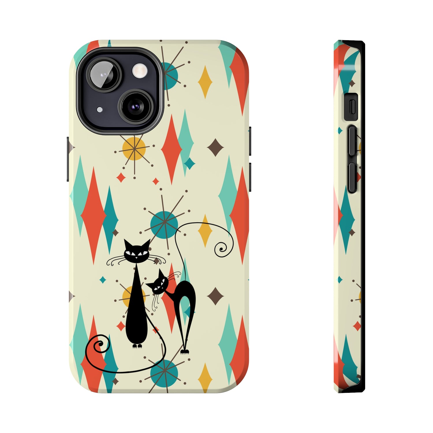 Atomic Kitty Cat, Mid Mod Franciscan Pattern, Kitsch Tough Phone Cases