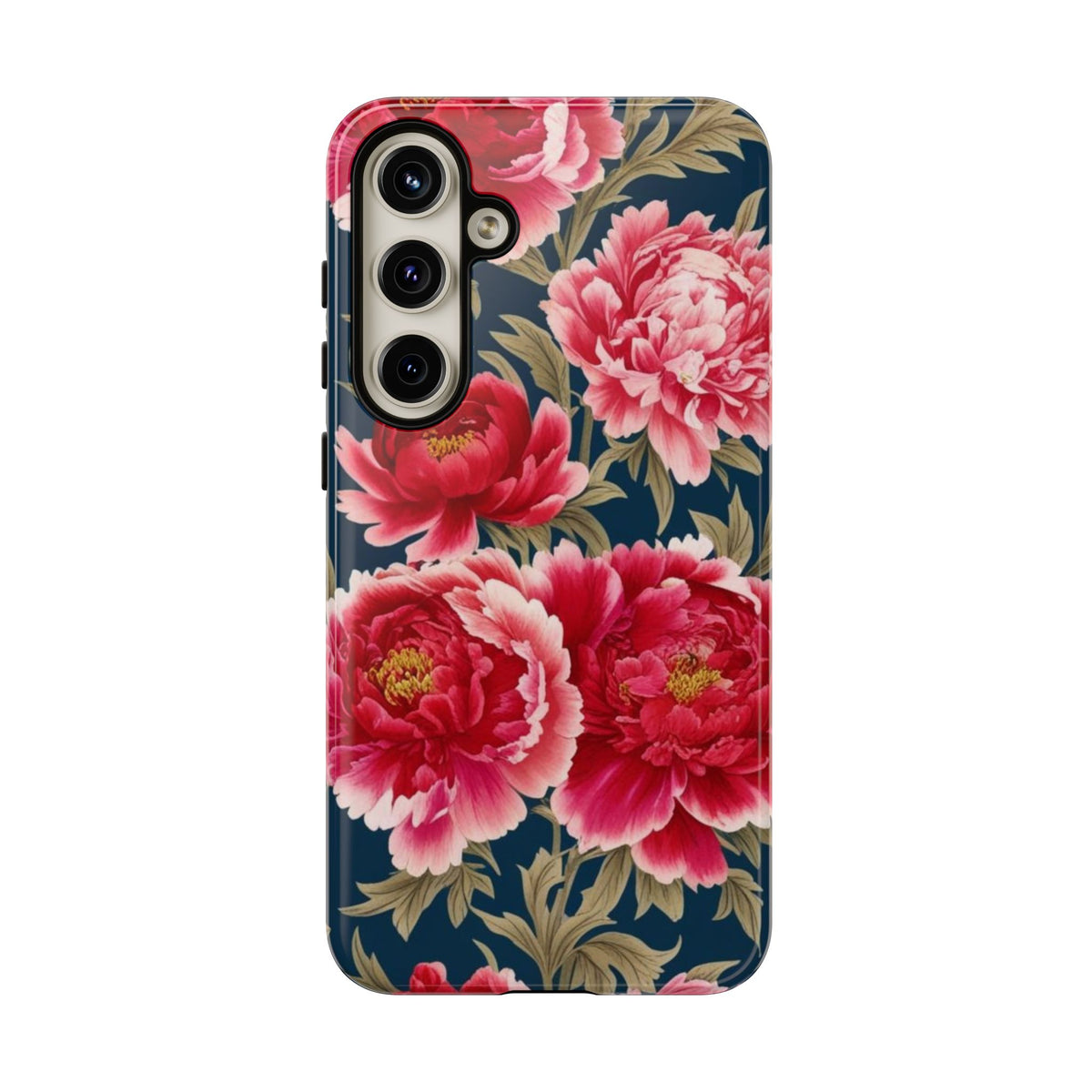 Chinoiserie Royal Blue Pink, Red Roses And Peony Floral Tough Phone Case