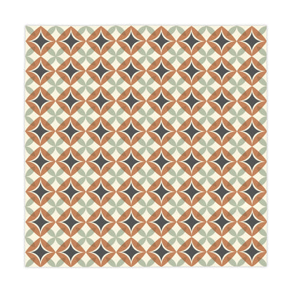 Mid Century Modern Interlocking Geometric, Terracotta Sage Charcoal Tablecloth - Mid Century Modern Gal