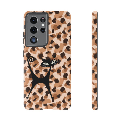 Mid Century Modern Atomic Cat, Animal Print Kitschy Trendy Smart Phone Tough Cases