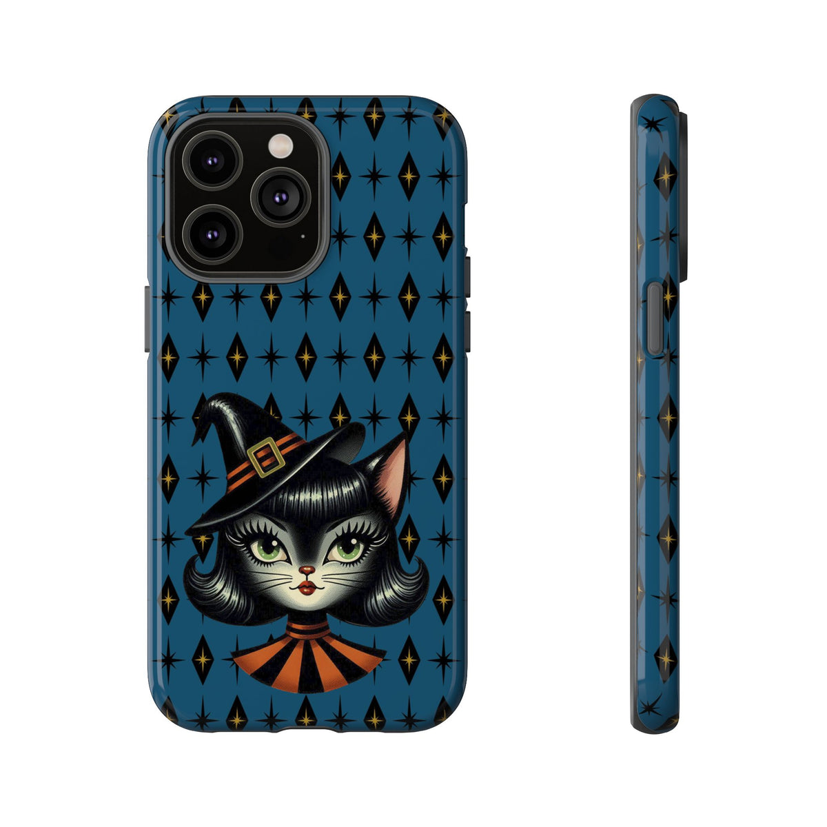 Vintage Halloween Black Cat Sexy Sexton Mid Century Modern Blue Tough Phone Case