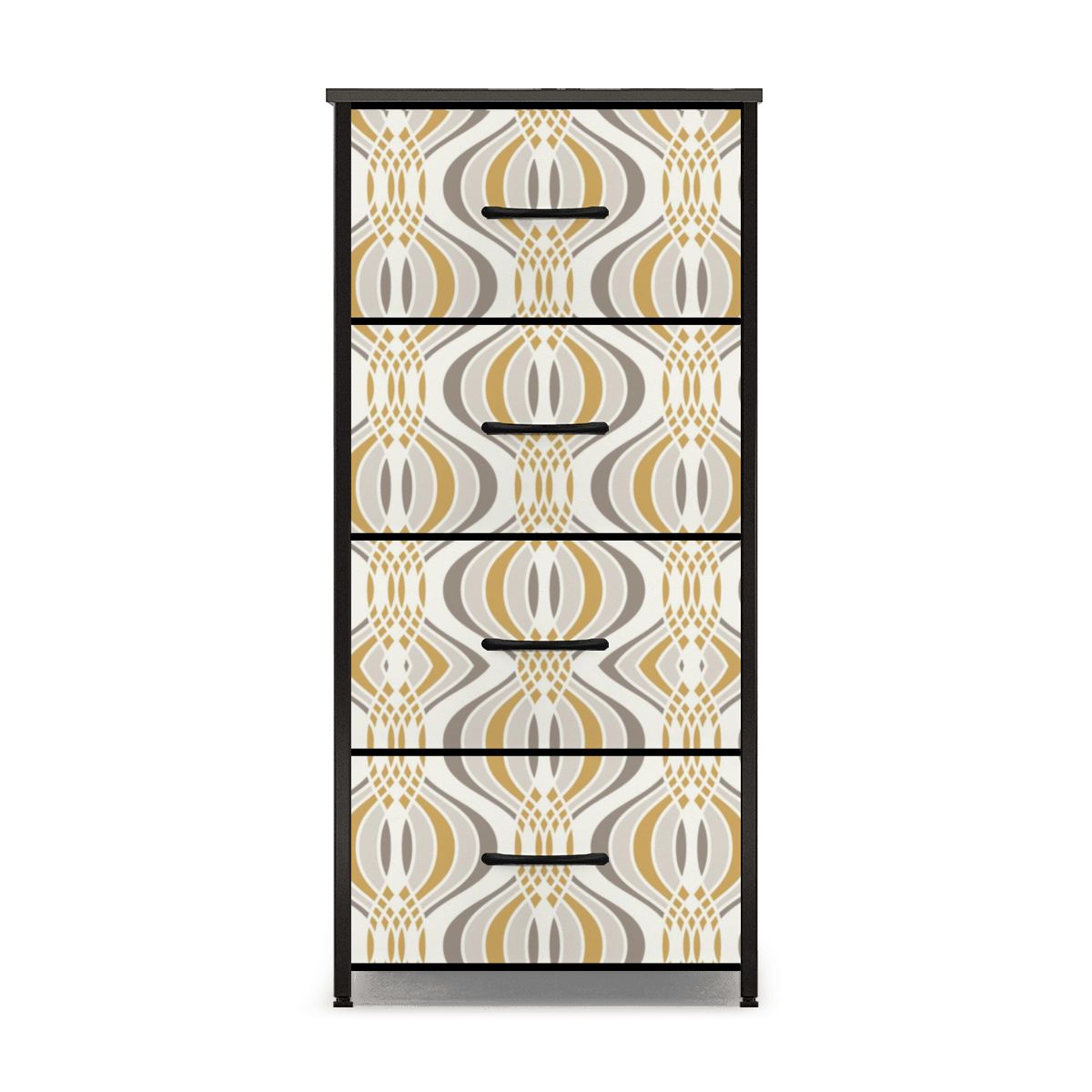 Mid Modernist Gold, Silver, White Mod 4-Drawer Dresser - 8848298442907 Mid Modernist Gold, Silver, White Mod 4-Drawer Dresser - 8848298442907