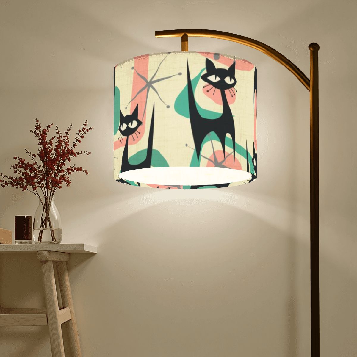 Atomic Cat Mid Century Modern Starburst Retro Kitsch Arc Floor Lamp - Mid Century Modern Gal
