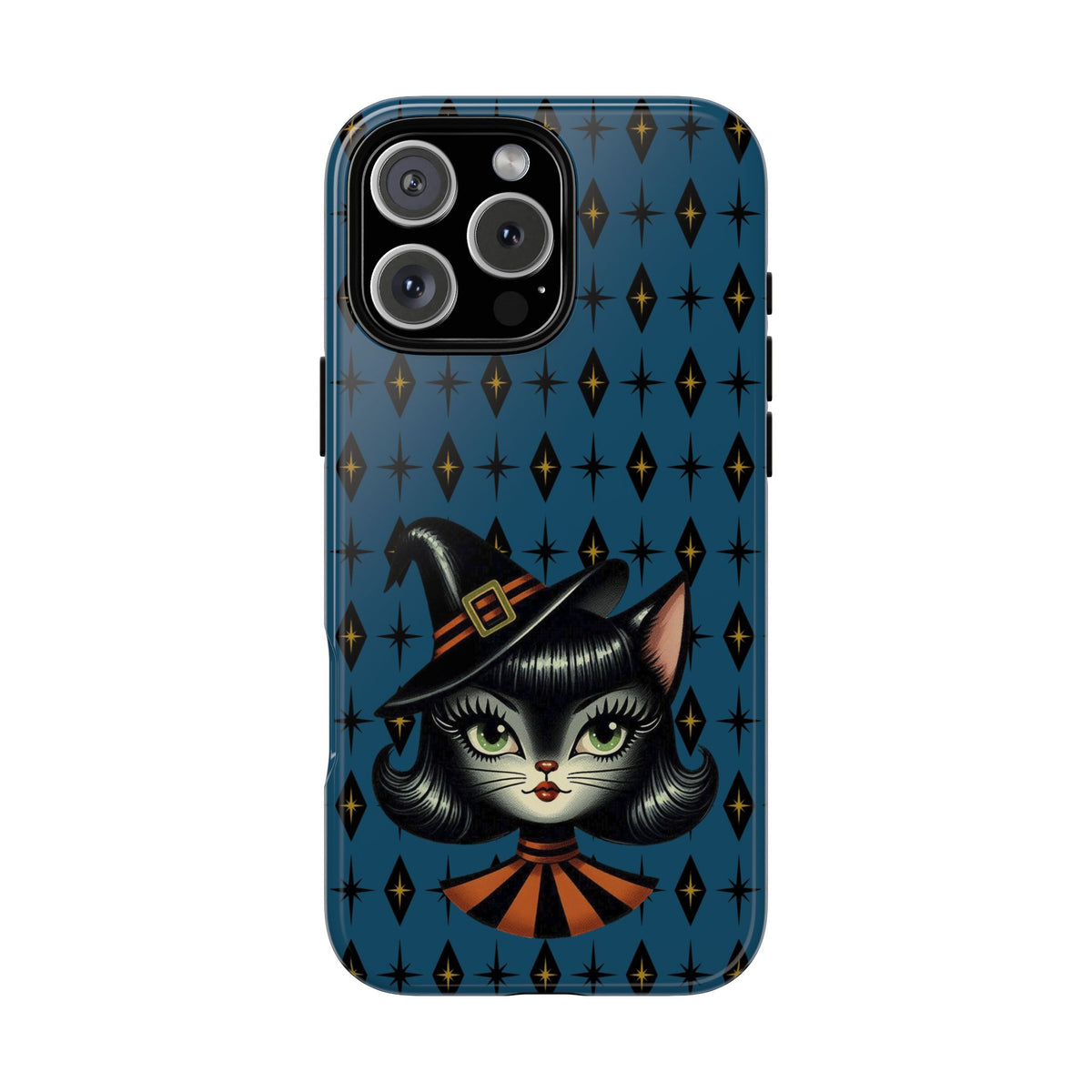 Vintage Halloween Black Cat Sexy Sexton Mid Century Modern Blue Tough Phone Case