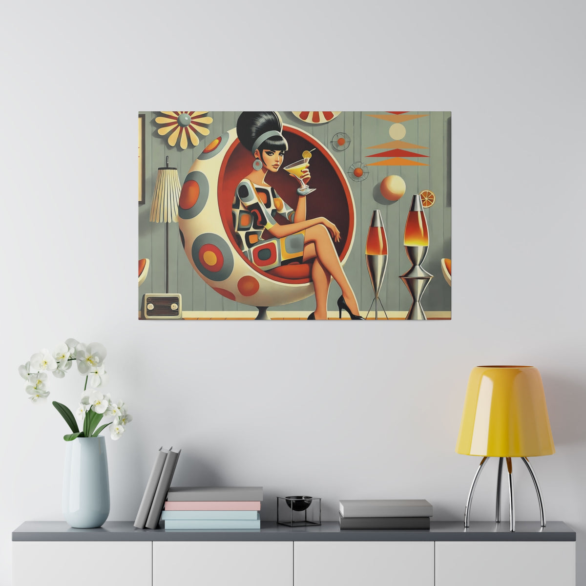 Retro Mod Gal, Atomic Age Kitschy 60s Groovy Wall Art - Mid Century Modern Gal
